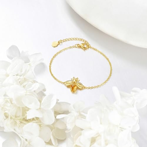 Image of DOVRAN 9K /10K /14K Gold Butterfly /Dragonfly /Hummingbird Bracelet for Women Real Yellow Gold Animal Bracelet Jewelry Birthday Gifts for Mom Wife