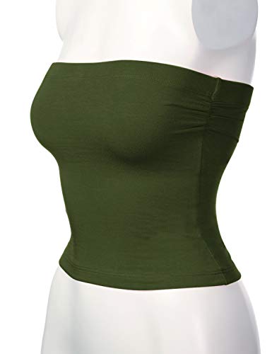 Image of Women's Shapewear Tube Tops Strapless Ruched Built-in Shelf Bra Casual