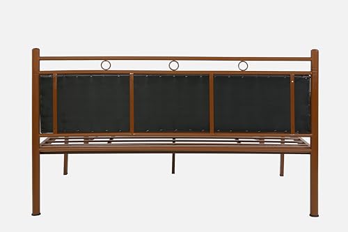 Image of Zuno Metal King Size Bed Without Storage | Wrought Iron Double Bed with Headboard & Footboard | Sturdy Powder Coated Platform Bed King Size Cot for BedroomLivingRoom Brown (75x72)