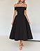 ZESICA Cocktail Dresses for Women's Elegant Off Shoulder Short Sleeve Swing A Line Wedding Evening Party Midi Dress,Black,Large