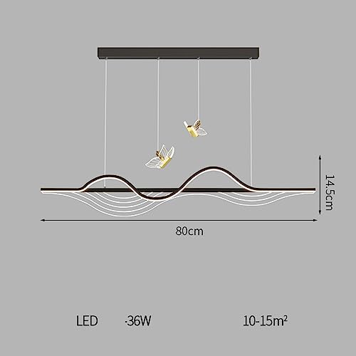Luminaire suspendu à LED 36W variable avec papillon doré pour grand salon - 3