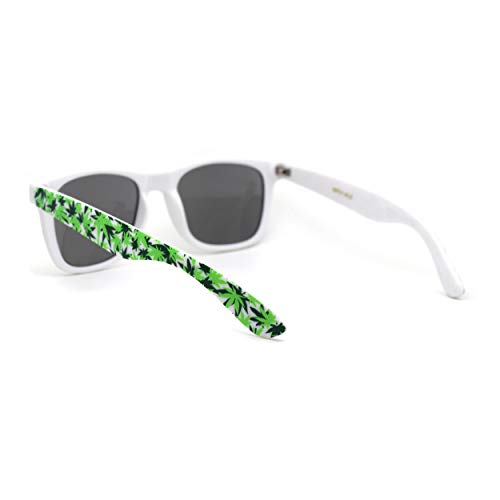 Marijuana Pot Leaf Print Hipster Horn Rim Plastic Retro Sunglasses4