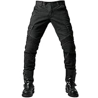 GEBIN Herren Motorradhose, Motorrad Jeans Biker Trousers, Sportliche Motorrad Hose Fahrrad Riding Schutzhose, Mit Protektoren Motorradhose (Black,S)