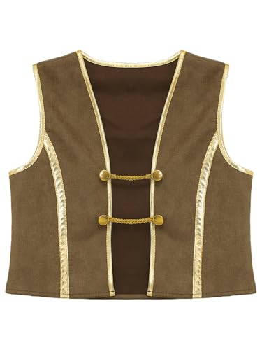 Boys Medieval Renaissance Pirate Vest Victorian Steampunk Viking Waistcoat Kids Halloween Fancy Dress3