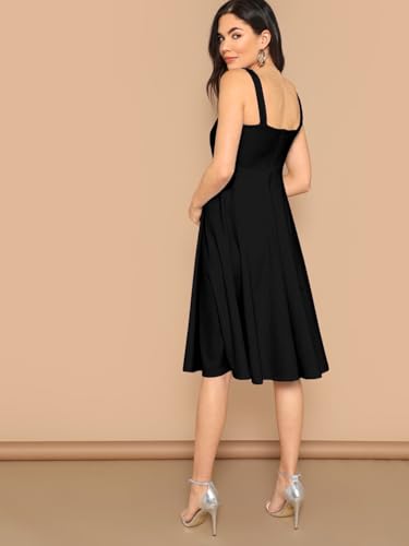 Image of Aahwan Women's Black Fit and Flare Midi Dress