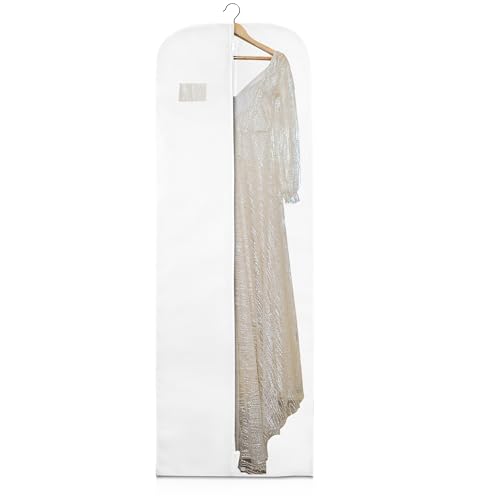Wedcova Dress Bag | Hanging Garment Bags | Full Length Travel Covers | Wedding Long Clothes Storage Cover with Zipper for Women | 72 Inch (182cm) | Pack of 1 | White