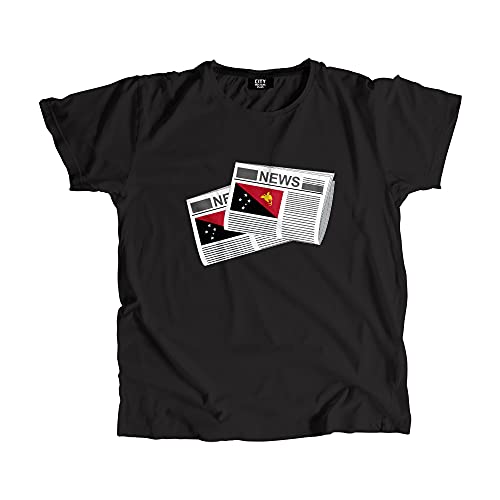 T-shirt Papouasie-Nouvelle-Guinée en maille premium motif journaux rétro