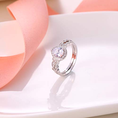 Ever Faith Women's Cubic Zirconia Wedding Bridal Pear Shaped Teardrop Promise Ring Set - Image 5