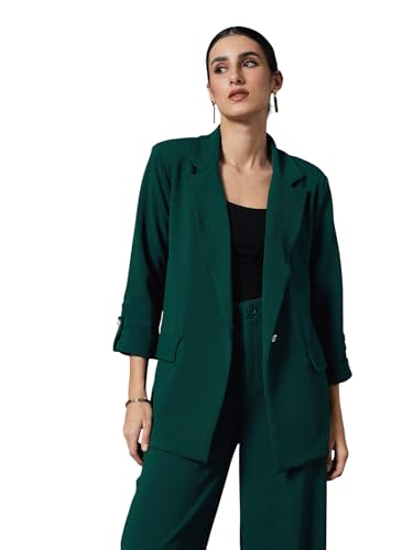 Image of Sassafras worklyf Women's Blazer Regular Fit Full Sleeves Longline Front Open Show Pocket - Casual Workwear Blazers