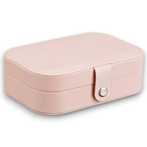 Porta Jóias Portátil em Couro Veludo - Compacto e Resistente Estojo de Viagem para Armazenar Joias, Bijuterias, Prata, Ouro e Acessórios de Cabelo: Estilo e Segurança - NEXUS MARKET (Rosa)