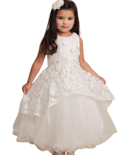 Robe en tulle ivoire fille mariage cérémonie dentelle