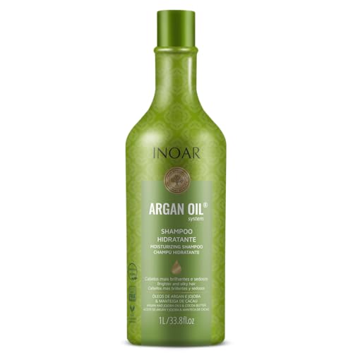 Inoar, Shampoo Argan Oil – Hidratação Profunda, Brilho Intenso e Ação Antifrizz para Todos os Tipos de Cabelo, Vegano e Botânico - 1L