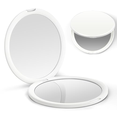 OSDUE Miroir Compact, Miroir Maquillage Poche avec Grossissement x1 / 10x Maquillage Poche Miroirs de Voyage Noir à Double Face pour Femmes Hommes Portable...
