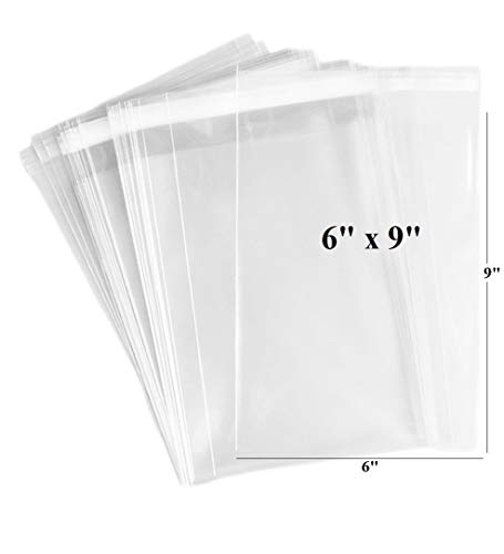 200ct Adhesive Treat Bags 6x9 Clear - 1.4 mils Medium Duty Thick Self Sealing Cellophane Plastic Bags