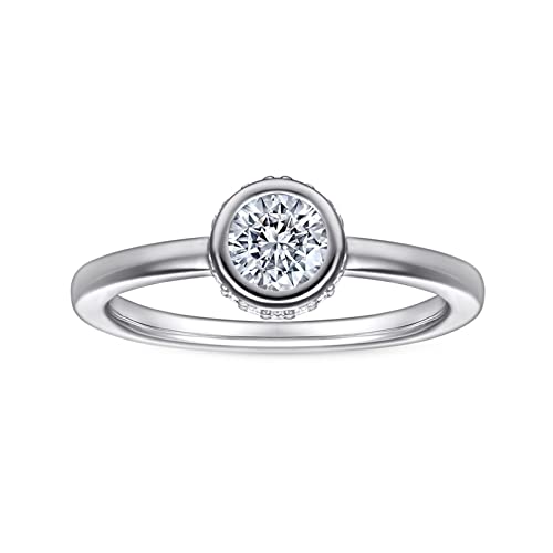 Bague solitaire en argent massif et zircone ronde pour mariage d'exception