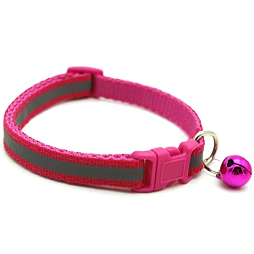 SOLDOUTReflective Pet Dogs Cats Bell Collar Adjustable Nylon Buckles Fashion Dog Cat Pet Supplies Accessories (Pink)