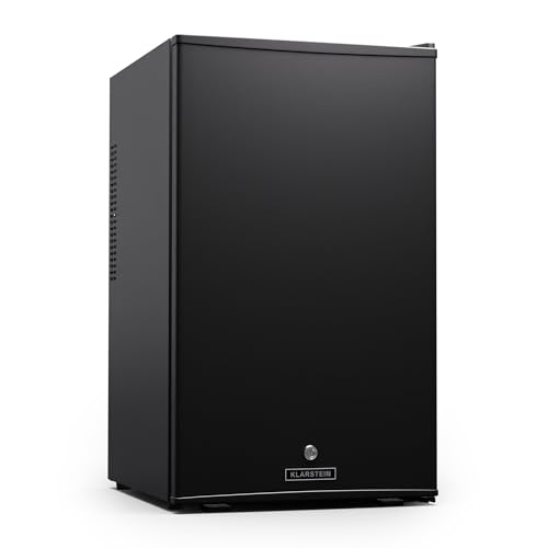 Klarstein Minifrigorífico - 68L, con puerta de cristal, para bebidas y aperitivos, pequeño y silencioso, Estantes regulables, Cerradura, Bisagra de puerta intercambiable, Pies regulables en altura