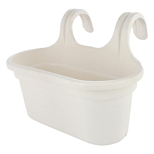 Image of Kuber Industries Hanging Flower Pot|Double Hook Plant Container|Durable Plastic Glossy Finish Pots for Home|Balcony|Garden|12 Inch|Pack of 5 (Multicolor)