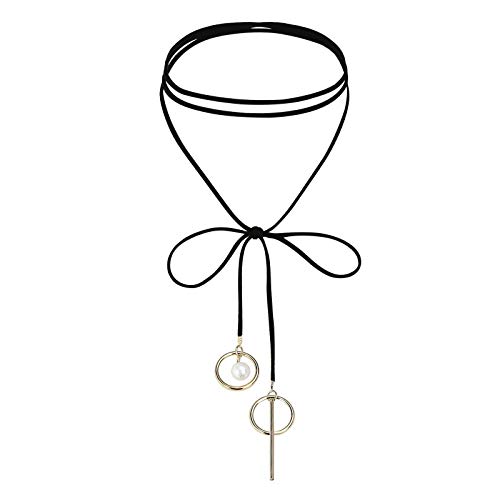 Pendant peral gold noir et collier en acier inoxydable pour femmes élégantes