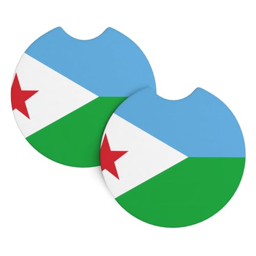 Dessous de verre drapeau de Djibouti pour voiture, antidérapant, décoration intérieure, inodore, portable et créatif