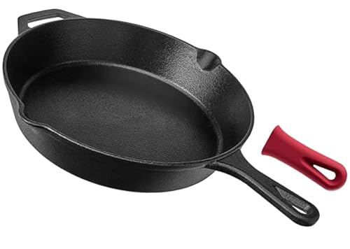 BLYPHOO Cast Iron Skillet Pre-Seasoned Frying Pan: Upgraded Seasoned Cast Iron Pan with Handles Premium Cast Iron Cookware Skillet - Safe Grill Cookware for Indoor & Outdoor Use (30cm Black)