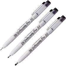 zig (Japan) Calligraphy Pen -1|2|3 Mm -Set Of 3|Black