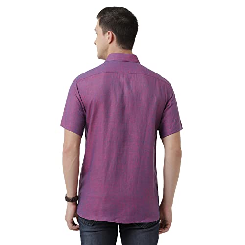 Image of Linen Club Men's Pure Linen White Solid Slim Fit Full Sleeve Casual Shirt
