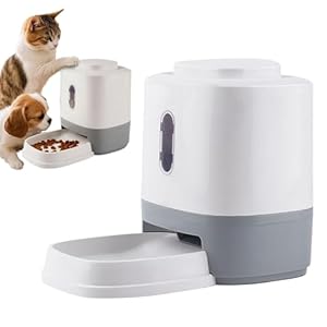 Pet Food Dispenser Dogs, 1.5L Automatic Dog Food Treat Dispenser with Bowl, Interactive Slow Feeder Toy for Indoor Feeding and Training, 10.16×6.5×8.07 inches