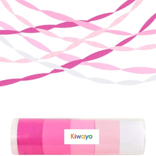Pink White Party Crepe Paper Streamers(5 Rolls)- Hot Pink Pastel Pink Light Pink Different Shades Streamers for Island Bachelorette Princess Coquette Bow Party Birthday Baby Shower Garland Decorations