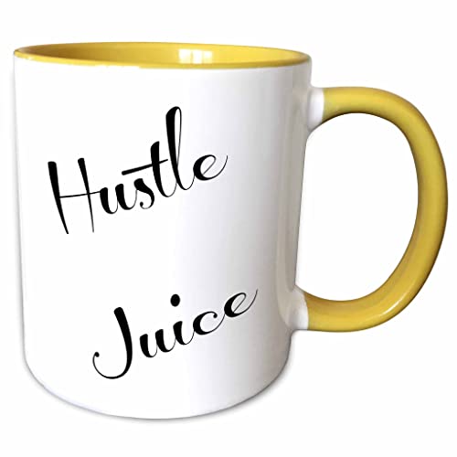 3dRose Image of Hustle Juice Quote 11oz Two-Tone Yellow Mug