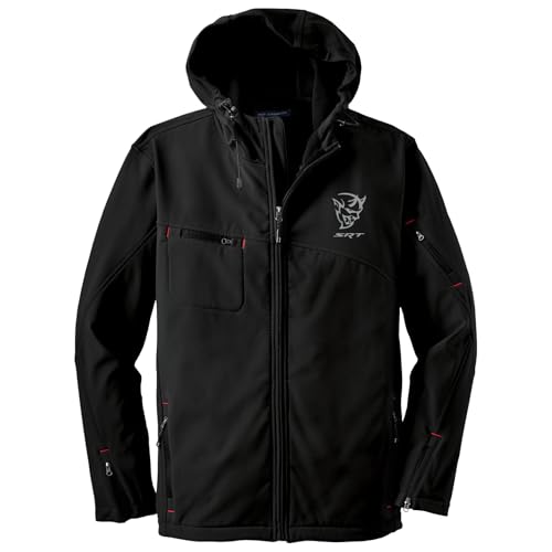Dodge Demon Hooded Soft Shell Jacket – Water Resistant, Breathable, Embroidered in Detroit by DSC