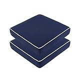 LYLNBYWK 2 Pack Outdoor Chair Cushions 20' X 20' X 4', Waterproof Patio Seat Cushions with Fixed Ties, Dark Blue (Cushion + Cover)