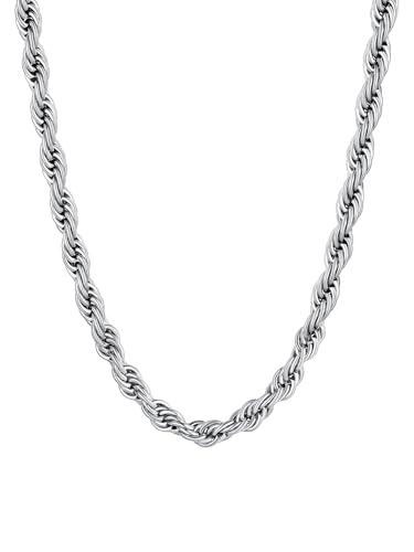 Supcare Mens Chains Necklace Stainless Steel Rope Chain Gifts,18-30 inches (with Gift Package)