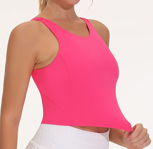 Image of THE GYM PEOPLE Women Sports Bra Sleeveless Padded Running Workout Tank Tops | U-Shaped Beauty Back, High-stretch fabric, Crop design, Sleeveless, Removable pads, Ideal for workout and daily wear