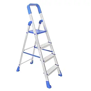 OBBO Premium Light Weight Aluminium Heavy Duty Folding Step Ladder - Maple 4 Steps