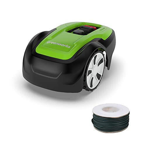 Greenworks Optimow M robot rasaerba per prati fino a 500m2 facile da configurare con l´App bluetooth + Greenworks Cavo Perimetrale per Robot Rasaerba, 100 m