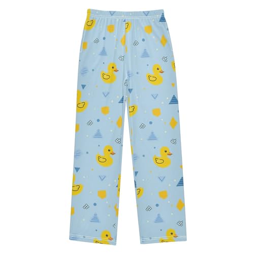 Pajama Bottoms, Geometric Yellow Ducks Pattern Sleeping Pant Lounge Wear Pajamas Long Pants Sleepwear Pjs