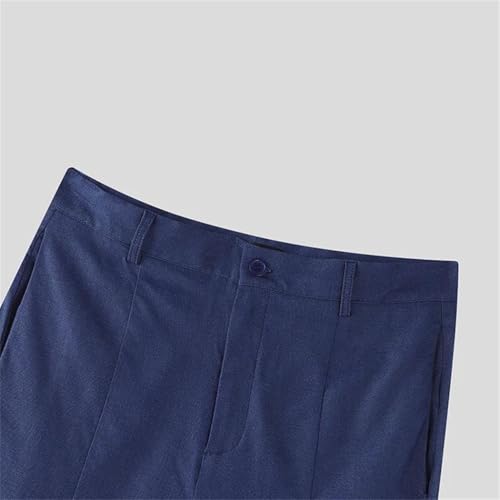 Mens Solid Color High Waist Flare Pants Casual Streetwear Stretch Straight Trousers with Button4