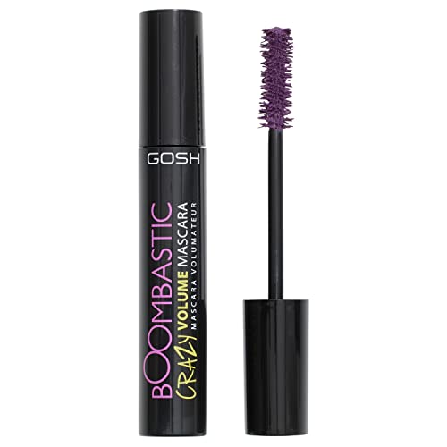 GOSH Boombastic Crazy Mascara für extremes Volumen & lange Wimpern I Volumen-Wimperntusche mit präzisem Bürstenkopf I Wimpern ohne Klumpen I hautverträglich & parfümfrei I 006 Dusty Violet