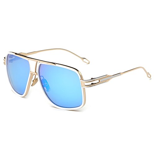 Image of Aviator Sunglasses for Men Retro Fashion Gold Oversized 70s shades