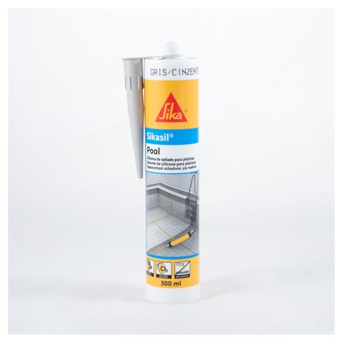 SIKA - Sellador de Silicona neutra para juntas en piscinas - Sikasil Pool - Gris - Alta resistencia al cloro y antifungicida - 300ml
