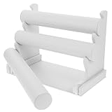 SUPVOX Expositor de Pulseras y Relojes de 3 Niveles Desmontable Base Antideslizante, Organizador de Joyas en Pu Piel Blanca para Almacenamiento y Exhibición en Hogar y Tienda