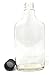 375 ml (12.7 oz) Glass Flask Liquor Bottle with Black Caps (12 Pack)
