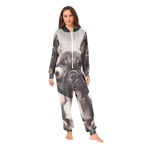 Pijama bulldog francés unisex para adultos monos cómodos de una pieza