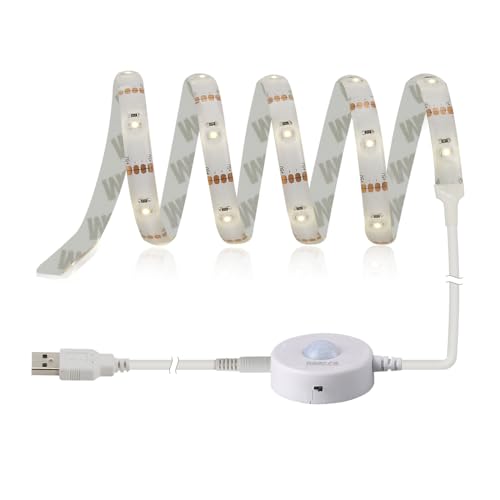 Tira de luz LED USB activada por movimiento 3.3ft blanco cálido miniatura 1