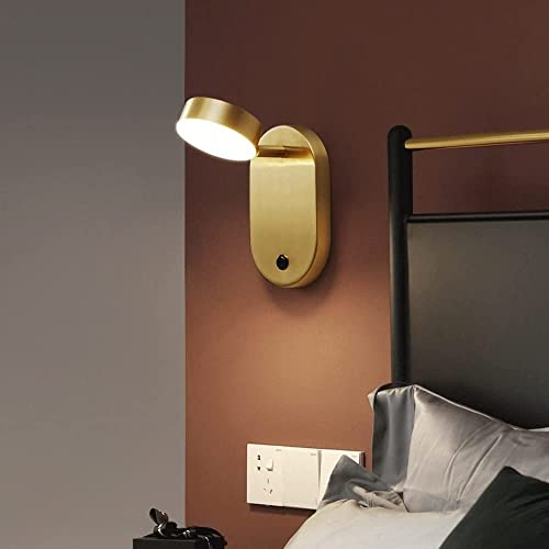 Lámpara de pared giratoria con botón de interruptor H65 aplique de pared de latón 3
