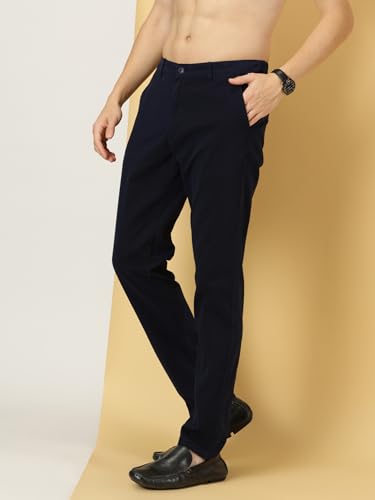 Image of Thomas Scott Men's | Solid | Light Weight | Breathable Fabric | 4 Pockets | Mid Rise | Slim Fit | 100% Cotton | Button Waist | Chino Trouser | Pants