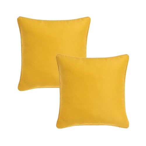 LOLAhome | Cojines sofá con Relleno Incluido | Set de 2 Cojines de 45x45 cm | Tela de loneta Amarillo | Cojín Decorativo Cama o sofá | Decoración habitación o salón