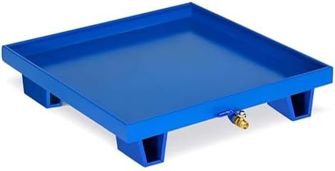 Blue ?Modular Spill Containment Platforms, Spill Containment Pallet,Spill Platform with Drain Outlet, Drum Containment Spill Pallet for Industrial Oil Drum Storage Baseme，Blue 65x65x15cm