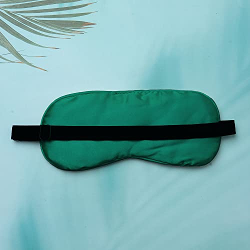 Image of Natural Mulberry Silk Eye Mask | Ultra Smooth Adjustable Sleep Mask and Blindfold for Sleeping, Travelling, Relaxation, Meditation | Light-Blocking Eye Cover (Green) with Free Ice Roller